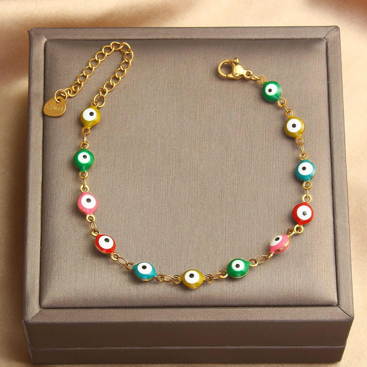 Color Eye Stainless Steel Bracelet 22cm