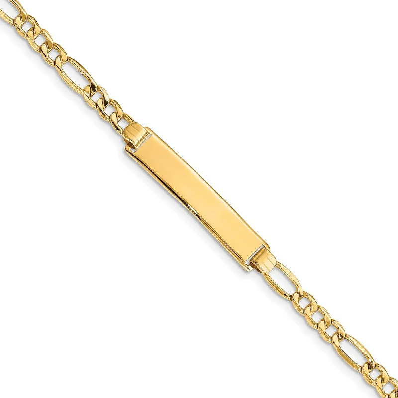 Women’s charm bracelets-14k Semi-solid Figaro ID Bracelet-WBC-DCID108-8