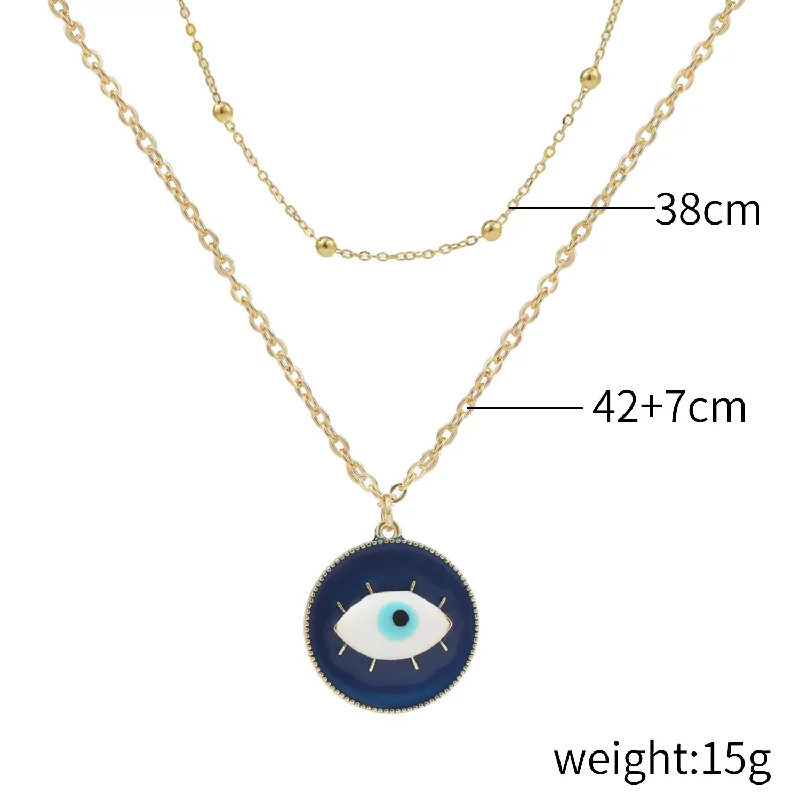 N2106-8 Blue Background Blue Eyes Double Layer Necklace