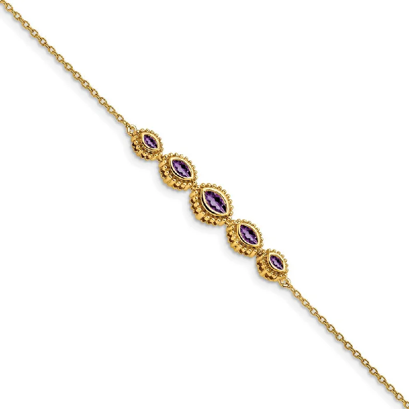 Women’s crystal bangles-14k Marquise Amethyst Bracelet-WBC-BM7200-AM-Y