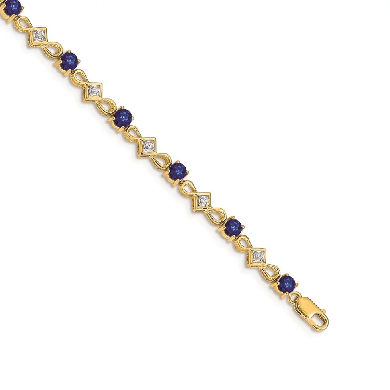 Women’s vintage gold bracelets-14k Diamond and Sapphire Bracelet-WBC-BM4486-SA-010-YA