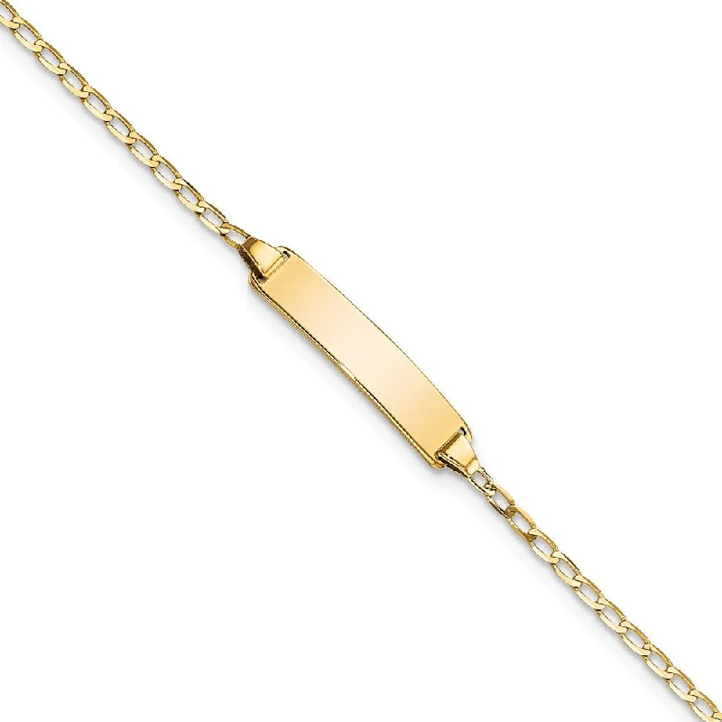 Women’s elegant bracelets-14k Flat Curb Link ID Bracelet-WBC-LID69-7