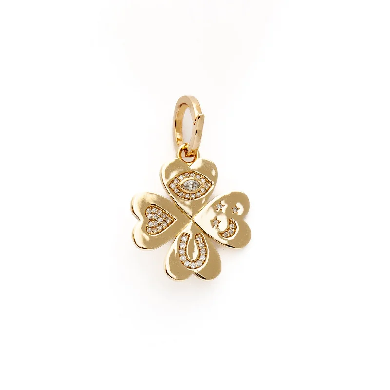 Women’s infinity necklaces-Good Luck Diamond Clover Charm