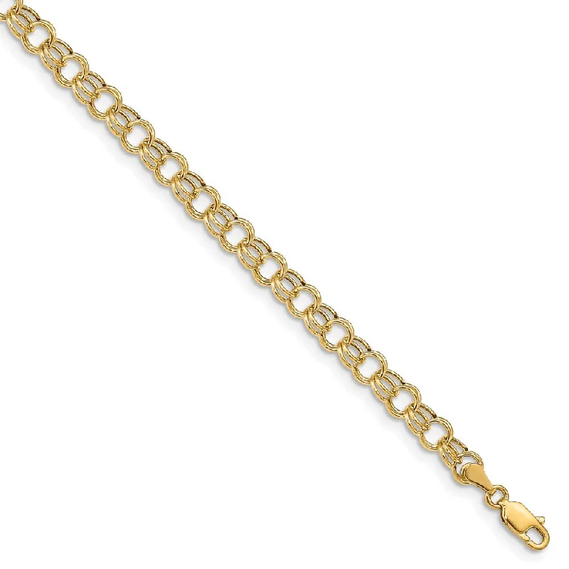 Women’s diamond-encrusted bracelets-14k Hollow Double Link Charm Bracelet-WBC-DO541-7