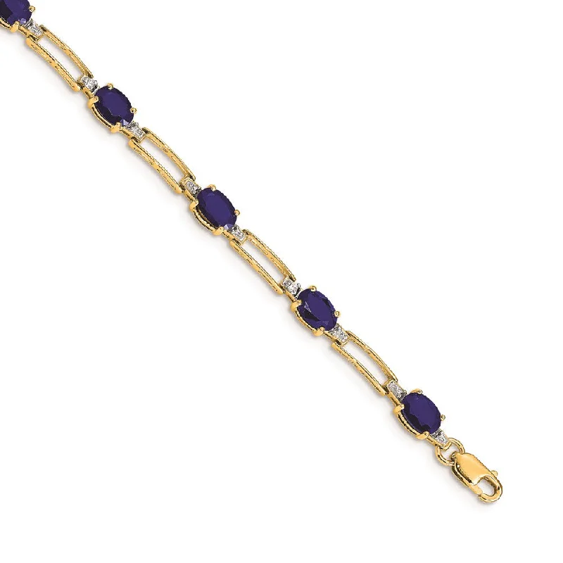 Women’s gold-plated bangles-14k Diamond and Sapphire Bracelet-WBC-BM4489-SA-005-YA