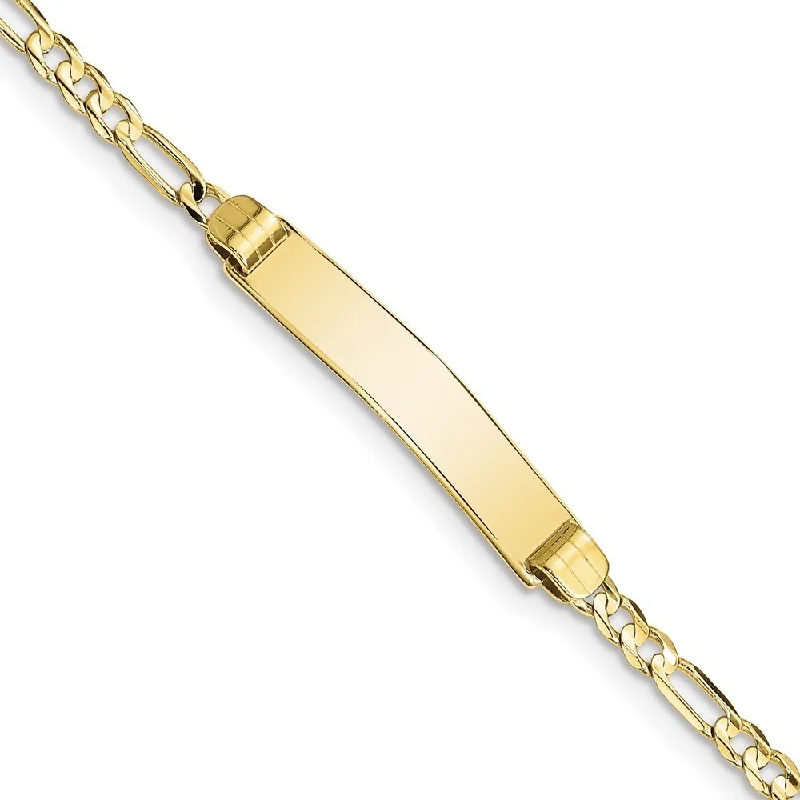 Women’s cuff bracelets-10k Yellow Gold Figaro Link ID Bracelet, 7" (W-5.25mm)