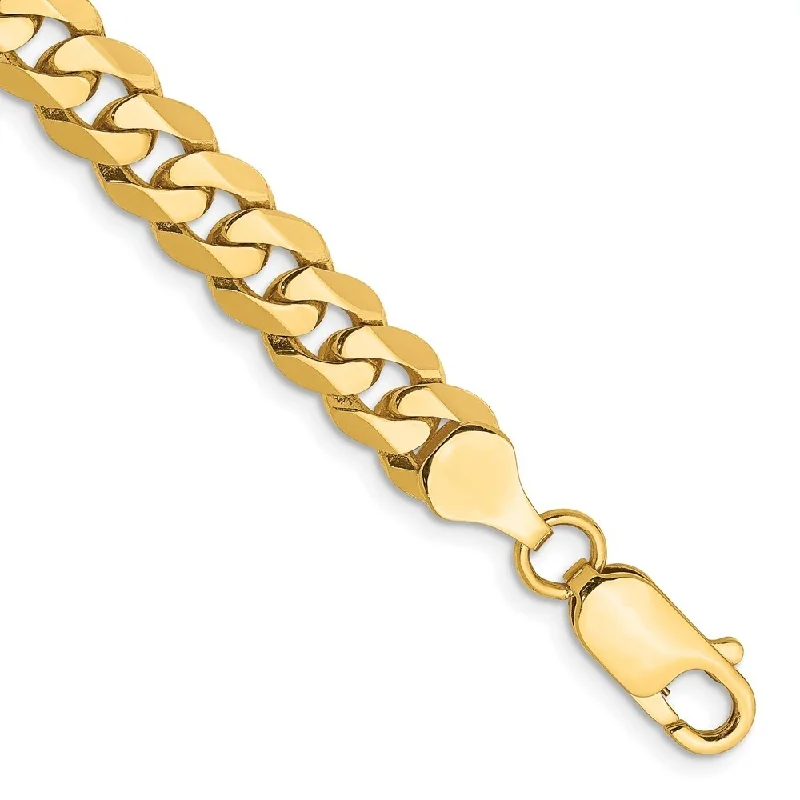 Women’s infinity bracelets-14k Yellow Gold 7.25mm Flat Beveled Curb Chain Bracelet, 8.5"