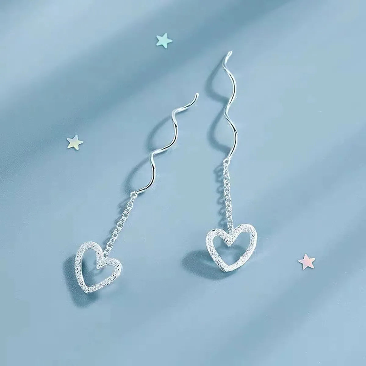 Women’s stackable earrings-1 Pair Sterling Silver Heart Shape Ear Line