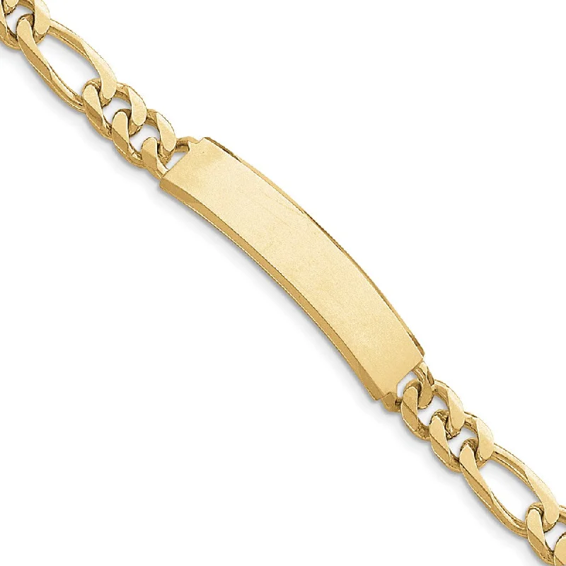 Women’s pearl and gold bracelets-14k Hand-polished Figaro ID Bracelet-WBC-LK108ID-8