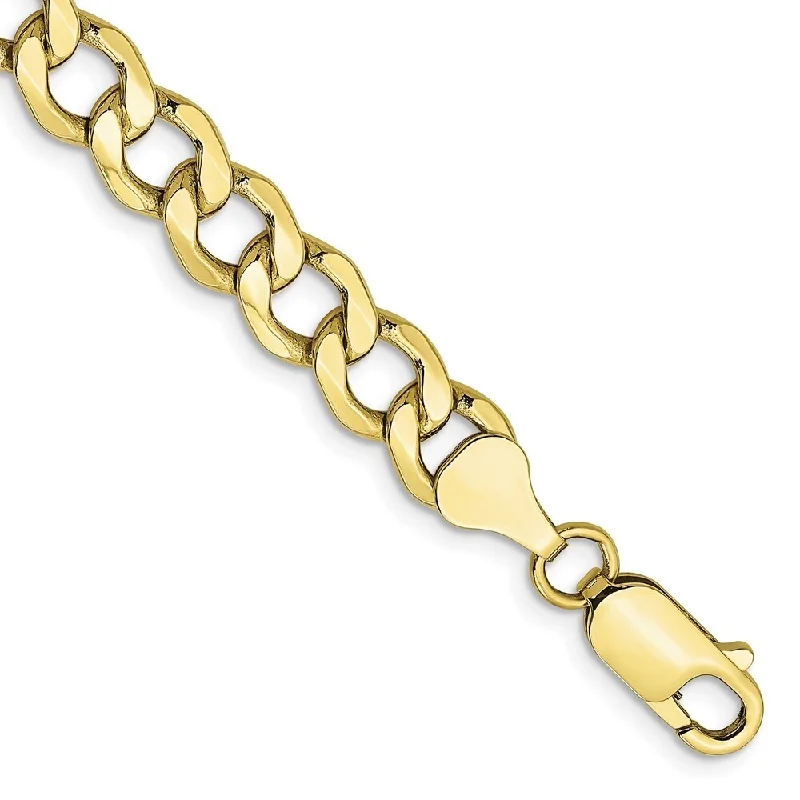 Women’s minimalistic bangles-10k Yellow Gold 7mm Semi-Solid Curb Link Chain Bracelet, 8"