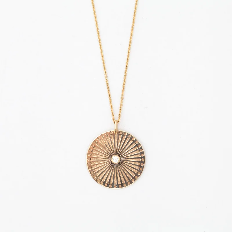 Women’s circle pendant necklaces-Large Sunbeam Medallion Necklace