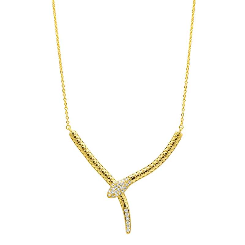 Women’s vintage necklaces-14k Gold Plated Crystal Wrap Snake Necklace