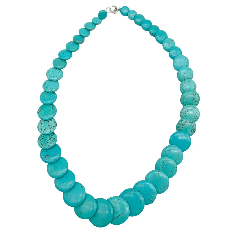 Women’s long chain necklaces-Scalloped Turquoise Necklace