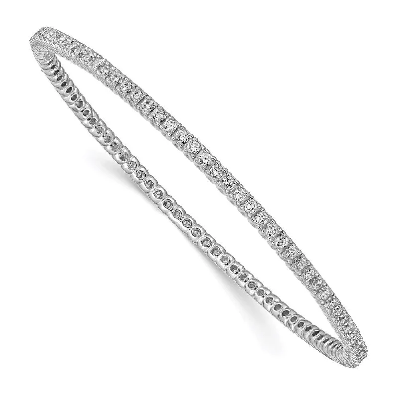 Women’s large bangles-925 Sterling Silver Rhodium-plated 93 Stone Cubic Zirconia Bangle Bracelet