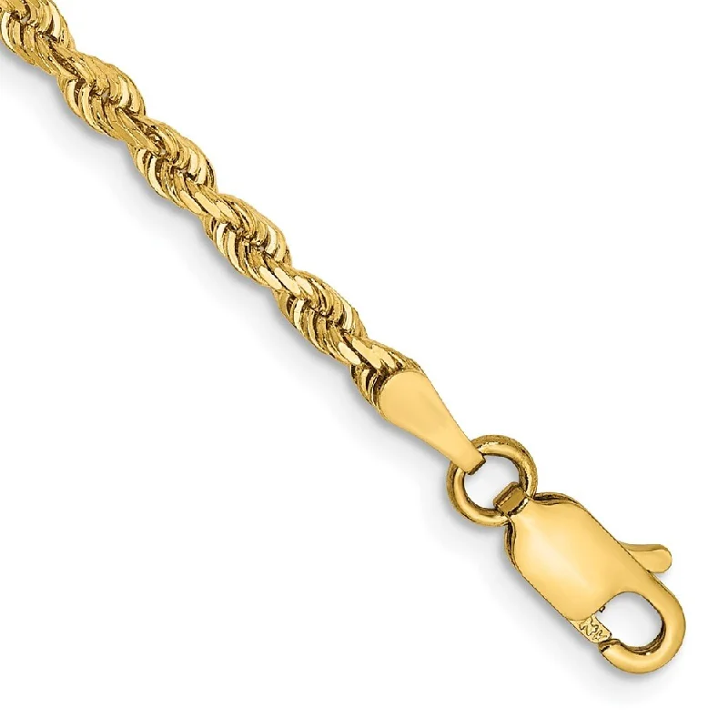 Women’s diamond-encrusted bracelets-14k Yellow Gold 2.75mm Diamond-Cut Quadruple Rope Chain Bracelet, 7"