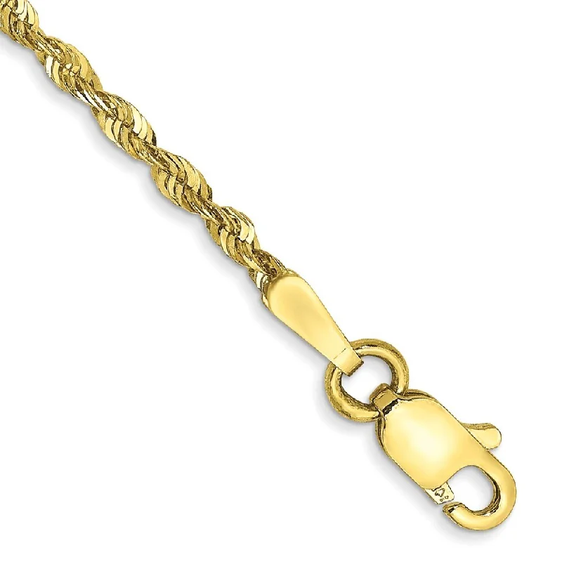 Women’s modern bangles-10k Yellow Gold 1.8mm Extra-Light Diamond-Cut Rope Chain Bracelet, 6"