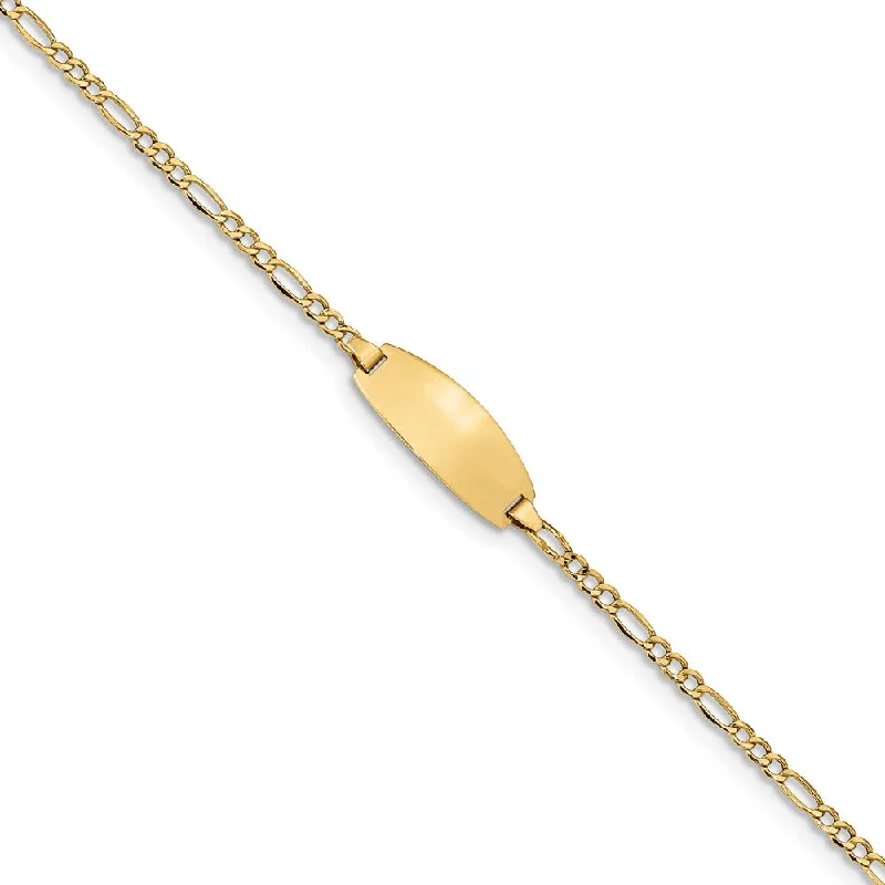 Women’s infinity bracelets-14k Semi-Solid Oval Figaro ID Bracelet-WBC-DCID143-6