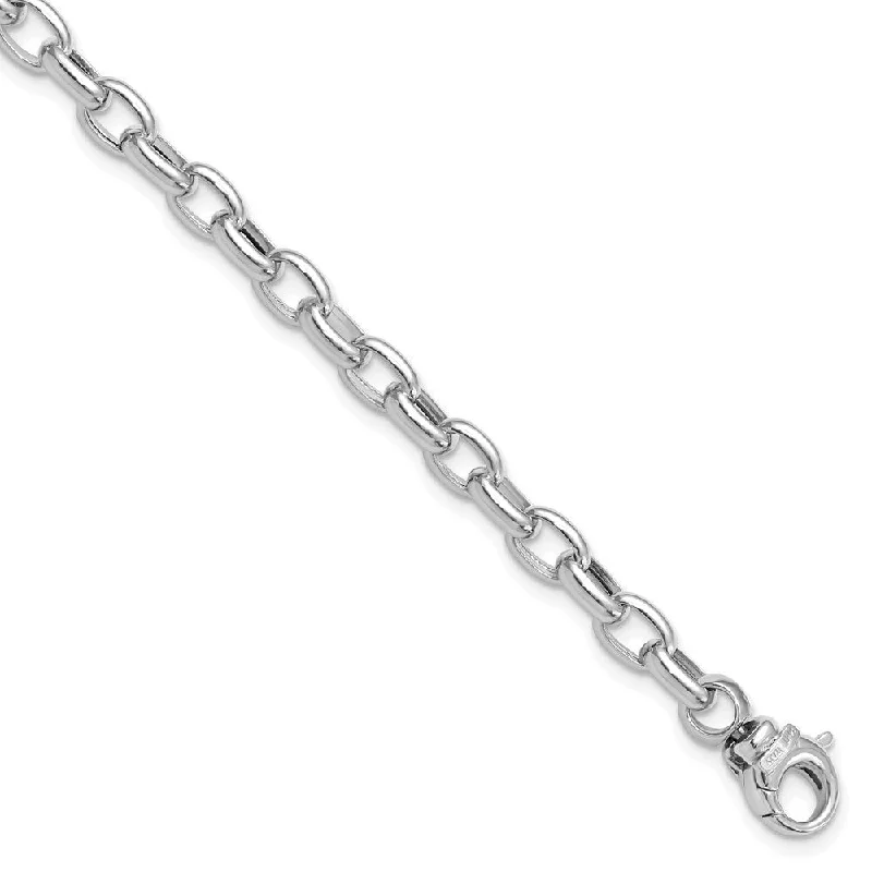 Women’s custom charm bangles-14k White Gold 4.98mm Fancy Link Bracelet, 7.5"