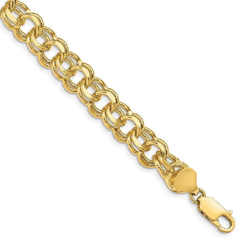 Women’s diamond tennis bracelets-14k Double Link Charm Bracelet-WBC-DO508-7