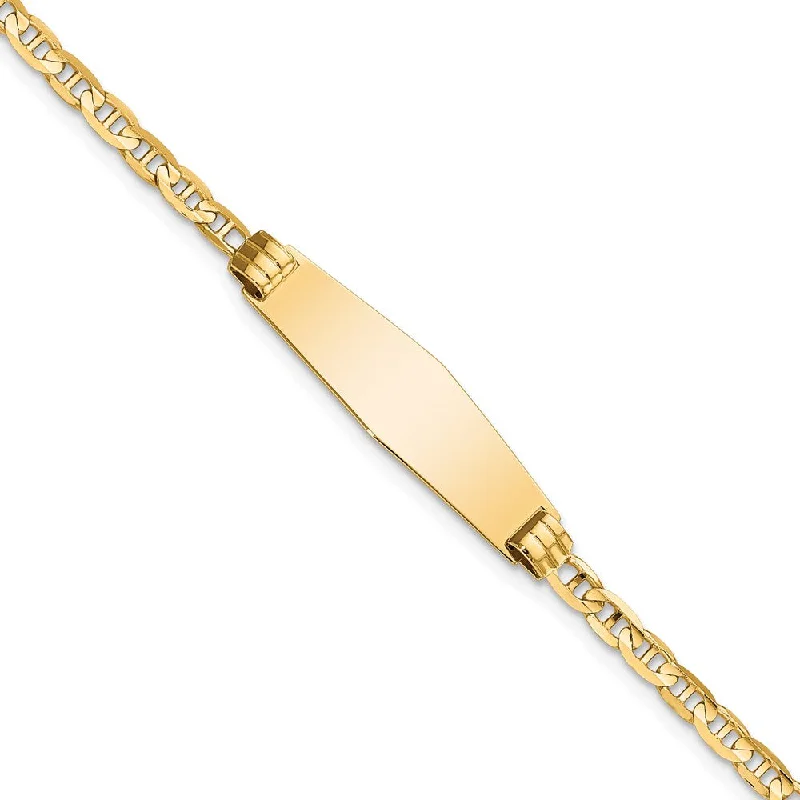 Women’s geometric bangles-14k Children's Soft Diamond Shape Anchor Link ID Bracelet-WBC-BID44C-6