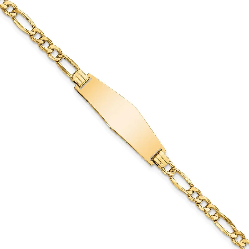 Women’s gold-plated bangles-14k Semi-solid Soft Diamond Shape Figaro Link ID Bracelet-WBC-DCID108C-7