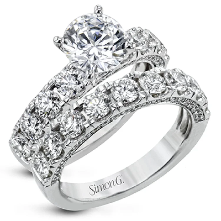 This engagement ring makes a statement with 1.39 ctw of side diamonds that shine from the top ad sides of the ring.