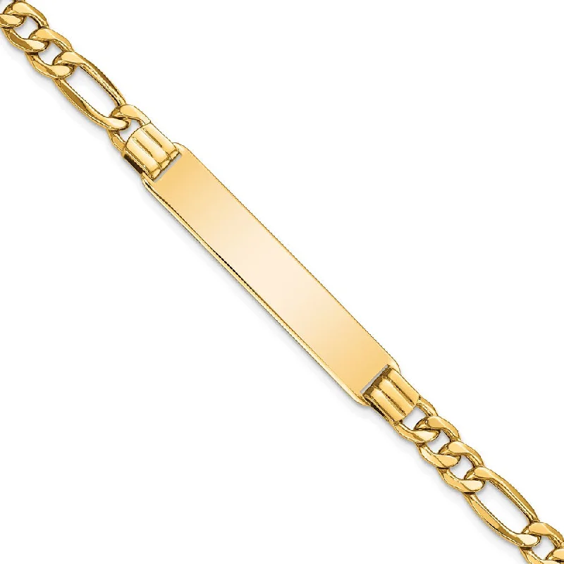 Women’s leather bracelets-14k Semi-Solid Figaro Link ID Bracelet-WBC-DCID141-7