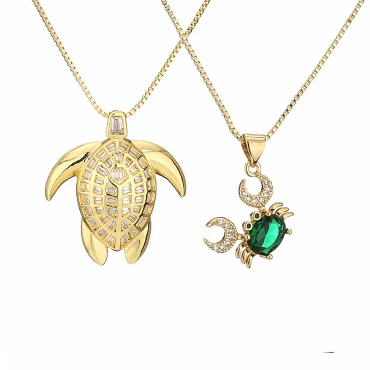 Women’s colored gemstone necklaces-Fashion Tortoise Crab Copper Inlay Zircon Necklace