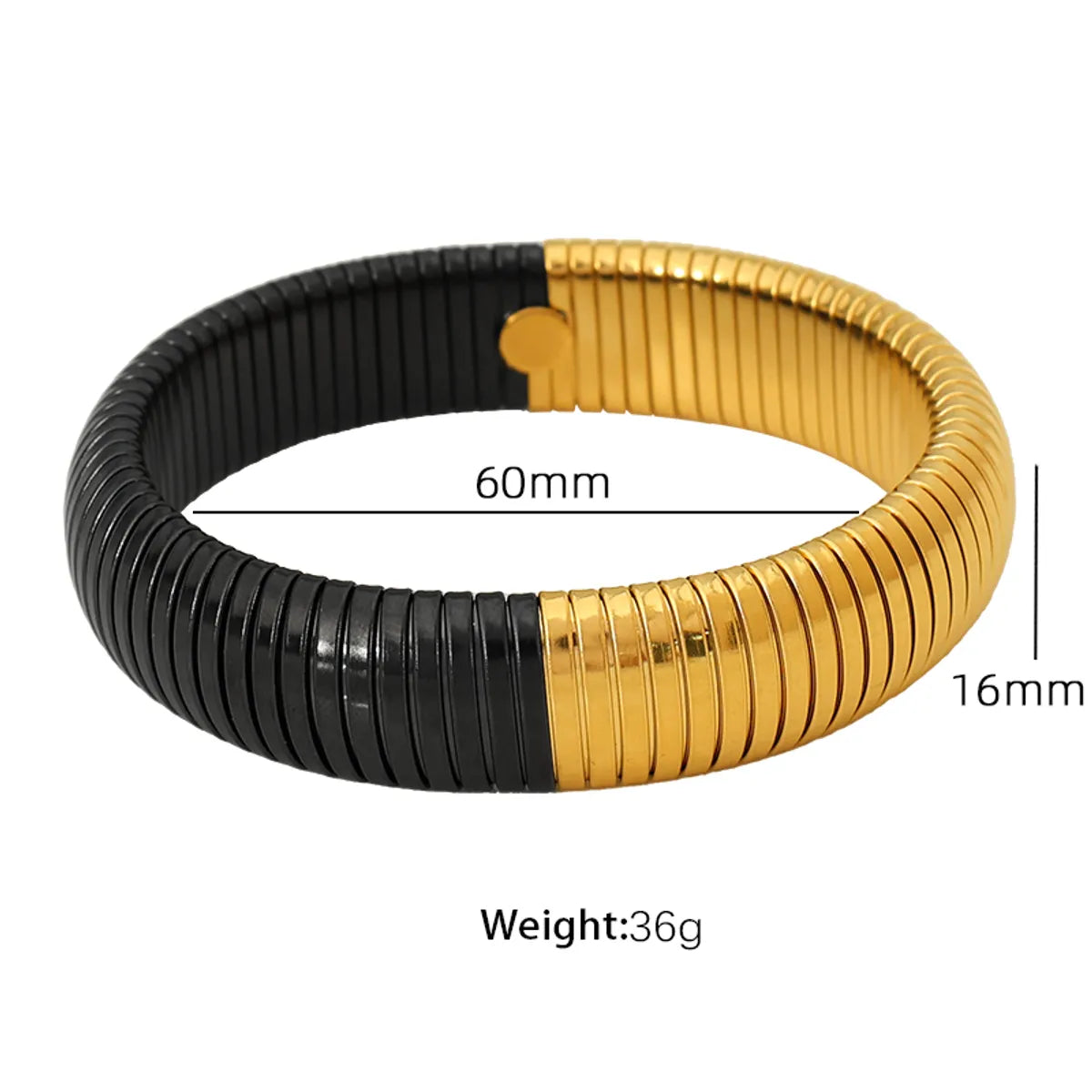 16mm Wide (Ring Size 60mm) Sz12 Gold Black