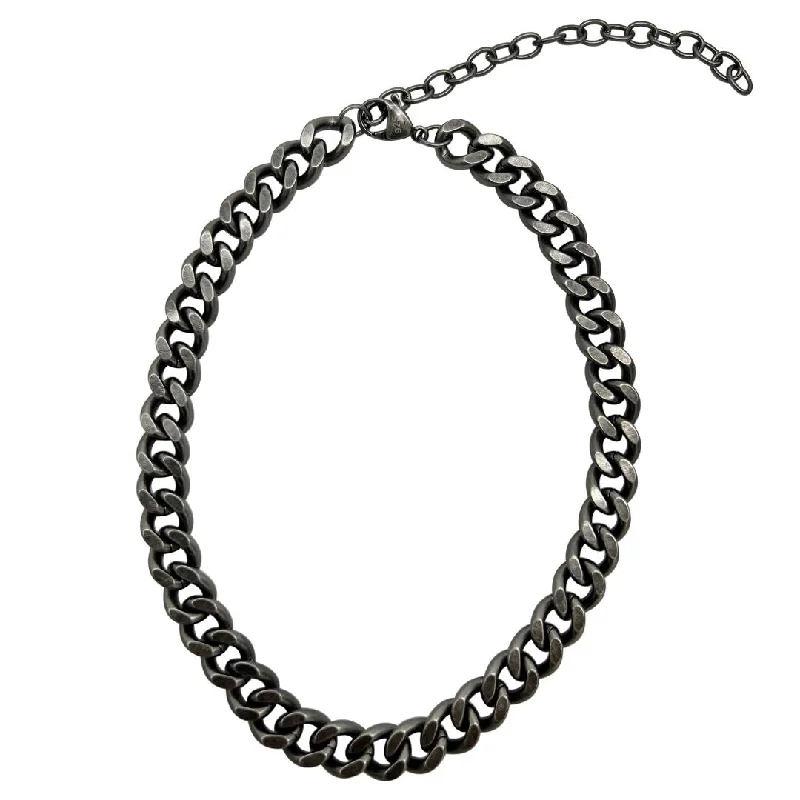 Women’s star-shaped necklaces-Tarnish Resistant Oxidized Silver Curb Chain Necklace