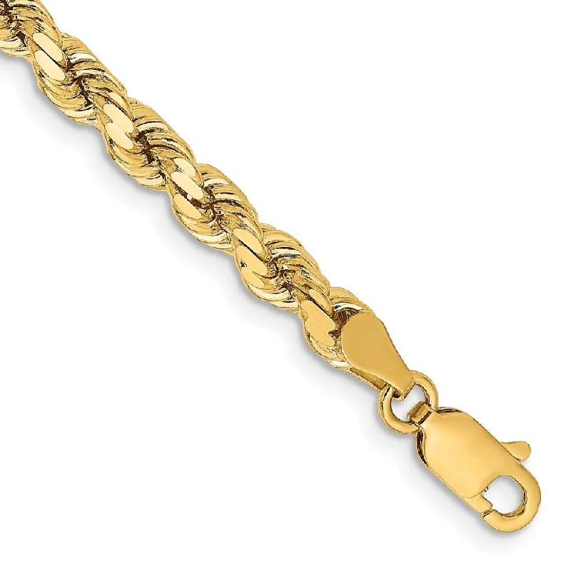 Women’s bangles-14k Yellow Gold 4.25mm Diamond-Cut Rope Chain Bracelet, 7"