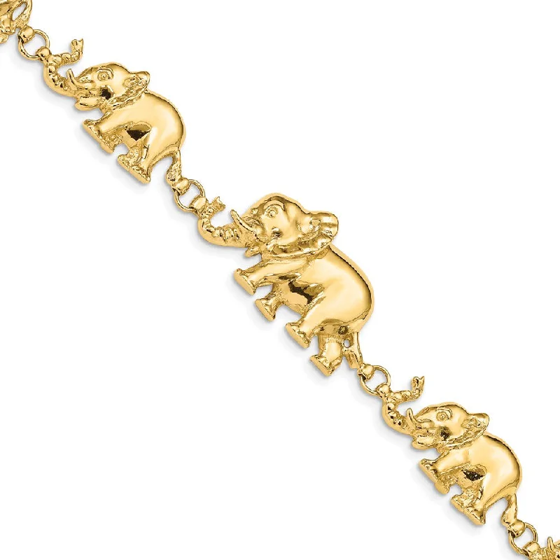 Women’s heart-shaped bracelets-14k Graduated Elephant Bracelet-WBC-FB372-7