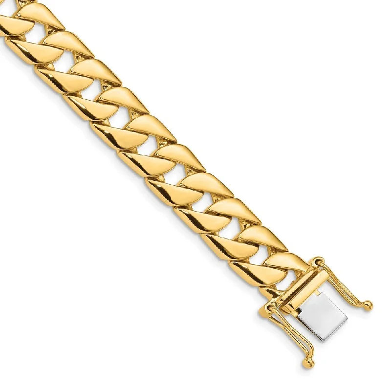 Women’s gold bangles-14k Yellow Gold 10.2mm Hand-polished Fancy Link Bracelet, 8"