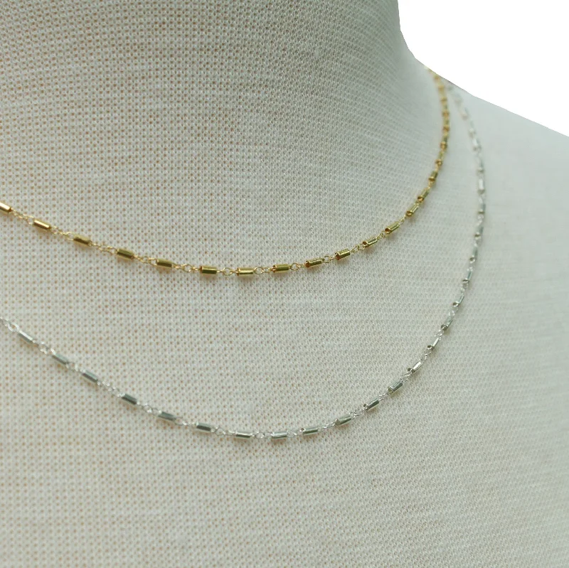 Women’s two-tone necklaces-Tube Chain Layering necklace