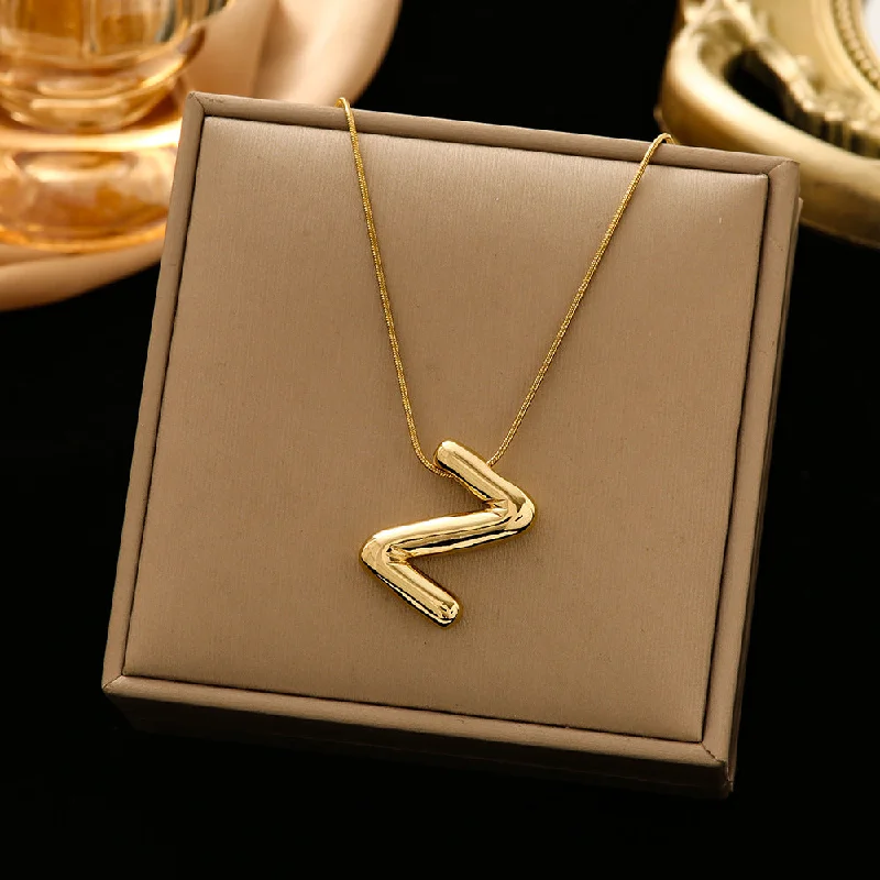 337 Letter Z Snake Bones Chain-Gold