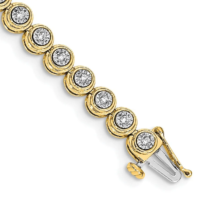 Women’s stacked charm bracelets-14k Diamond Circle Link Bracelet-WBC-BM4652-050-YA