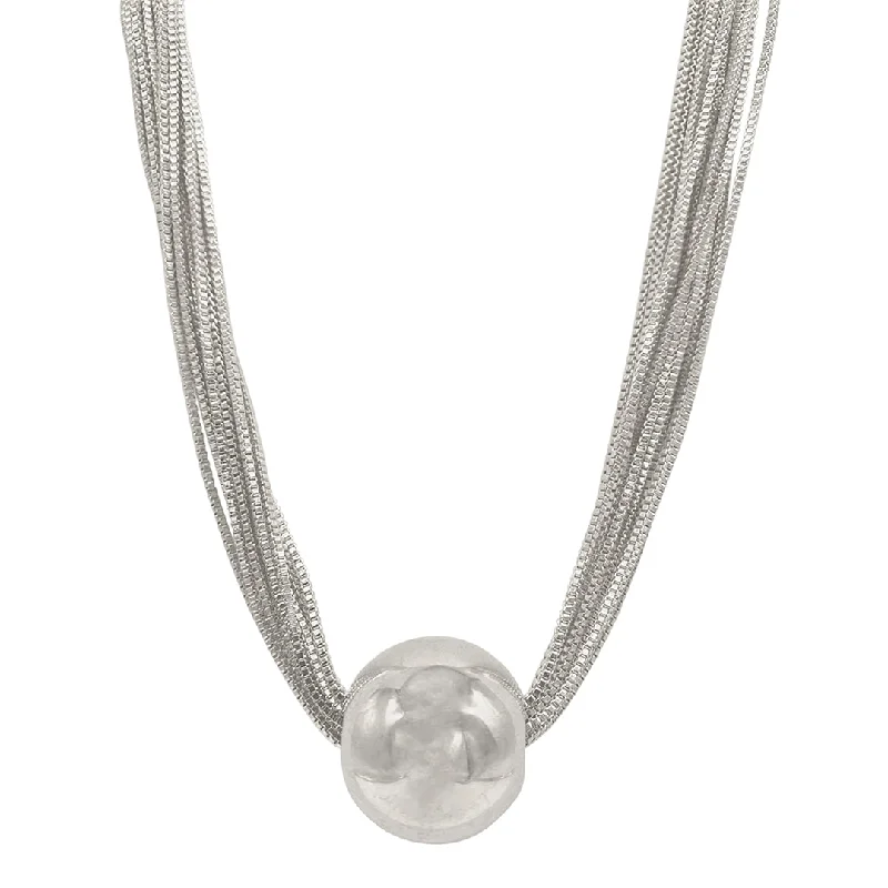 Women’s silver heart necklaces-Silver Plated Multi Strand Ball Necklace