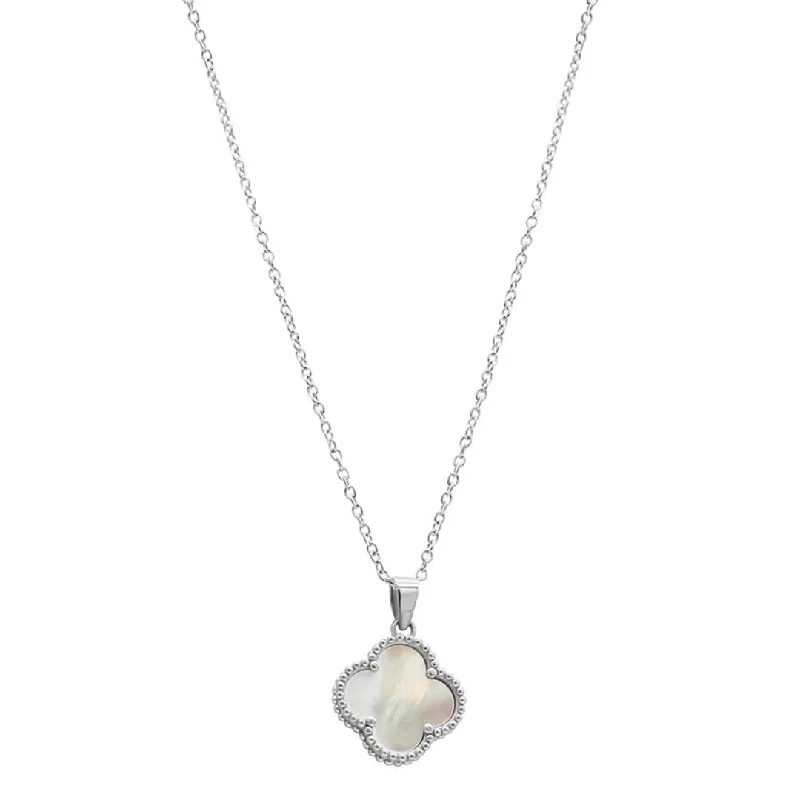 Women’s teardrop necklaces-White Mother of Pearl Flower Necklace