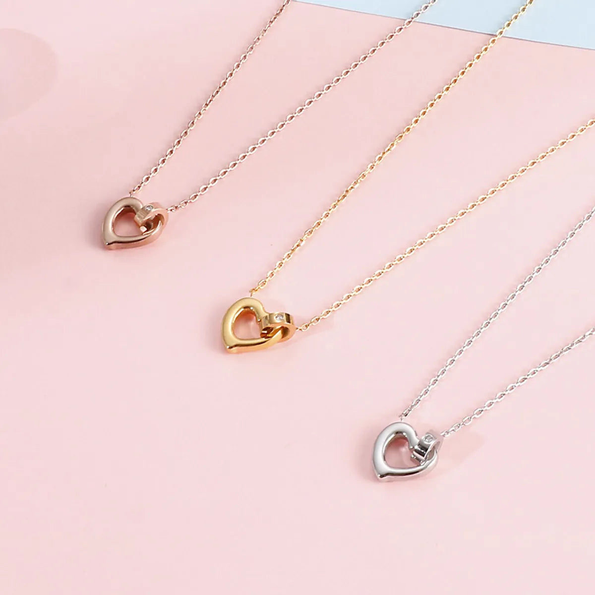 Women’s diamond pendant necklaces-Wholesale Basic Heart Shape Stainless Steel Titanium Steel Plating Pendant Necklace