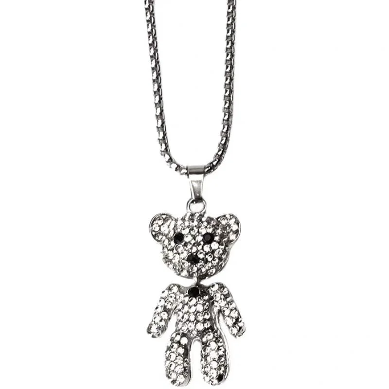 Xl0085 Full Diamond Bear with Steel Chain 60cm