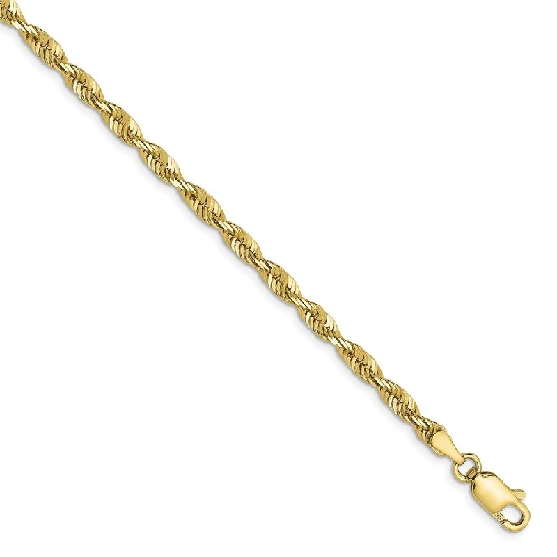 Women’s gold bracelets-Leslie's 10k Yellow Gold 3mm Diamond-Cut Lightweight Rope Chain Bracelet, 7"