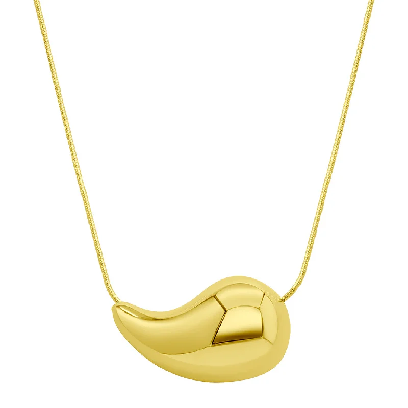 Women’s birthstone necklaces-Tarnish Resistant 14k Gold Plated Teardrop Sculptural Necklace