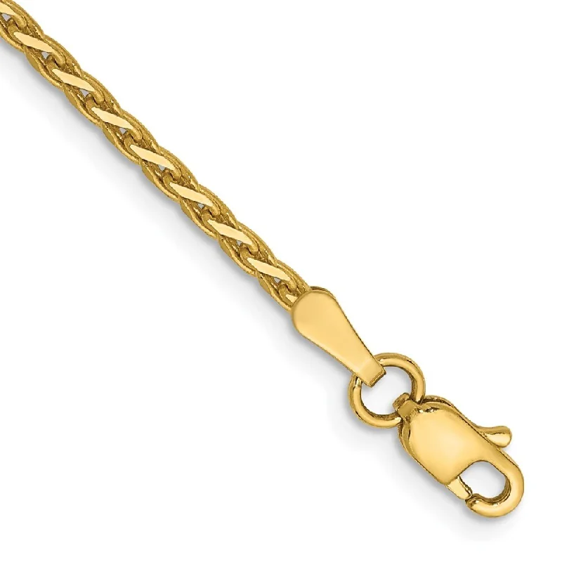 Women’s opal bracelets-14k Yellow Gold 1.9mm Diamond-Cut Parisian Wheat Chain Bracelet, 7"