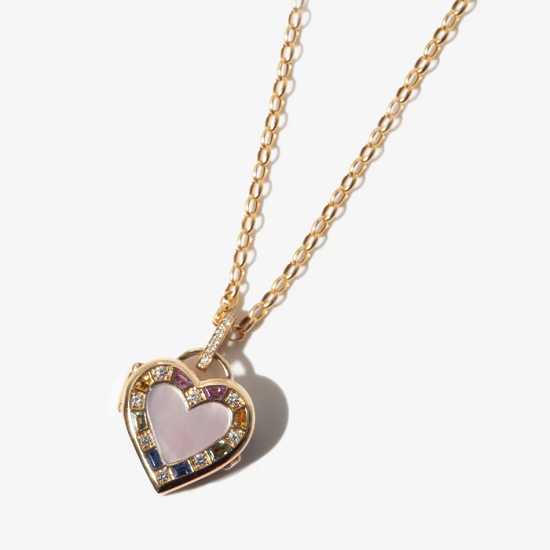 Women’s bridal diamond necklaces-Heart-Shaped Push Button Locket