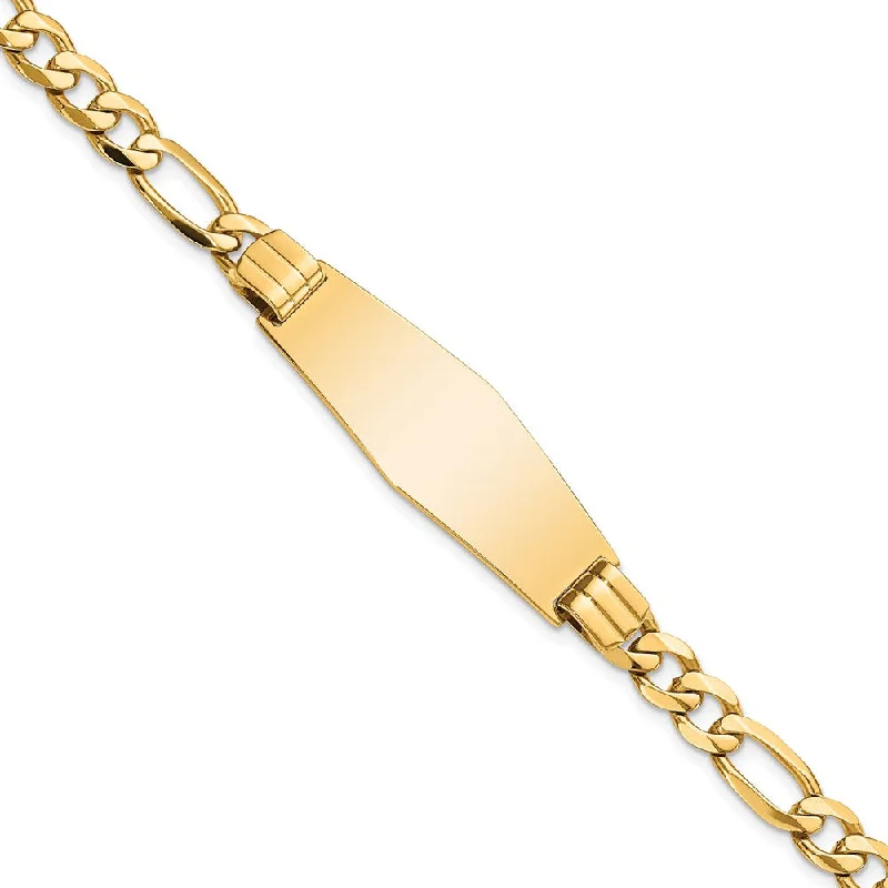 Women’s vintage bracelets-14k Flat Figaro Link Soft Diamond Shape ID Bracelet-WBC-LID81C-7