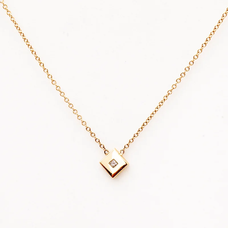 Women’s elegant gold necklaces-Princess Diamond Nugget Shape Necklace