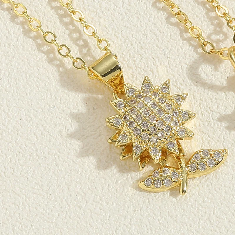 Small Size Rotatable Sunflower Necklace