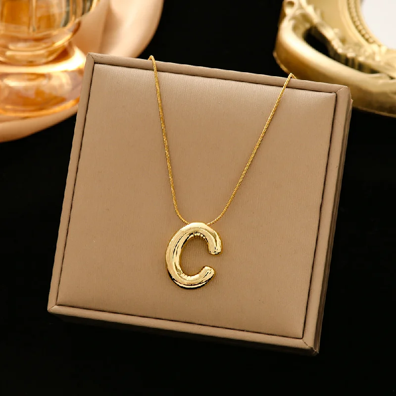 337 Letter C Snake Bones Chain-Gold