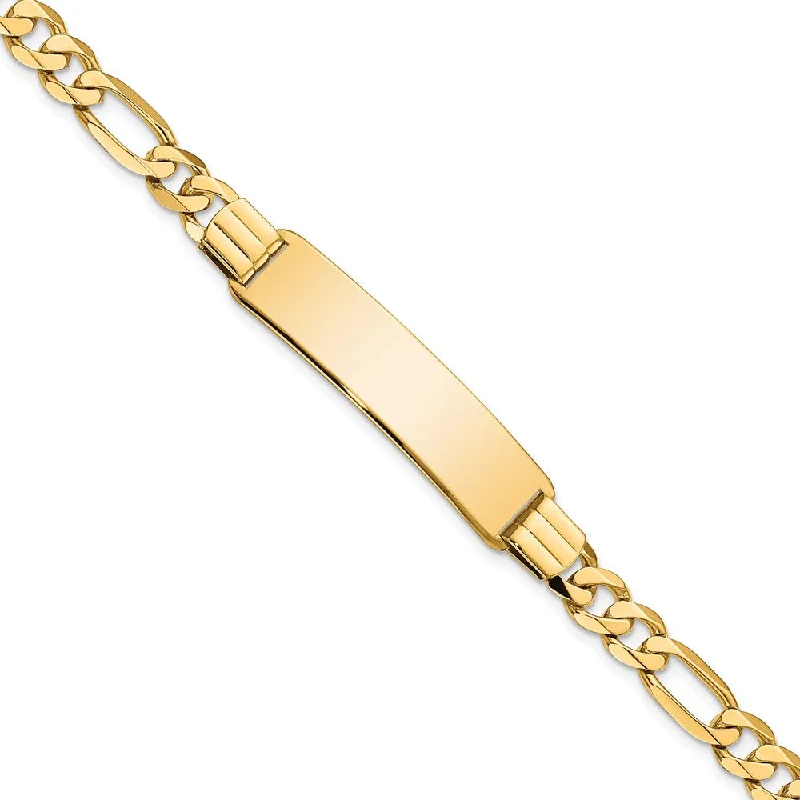 Women’s pearl bracelets-14k Flat Figaro Link ID Bracelet-WBC-LID81-8