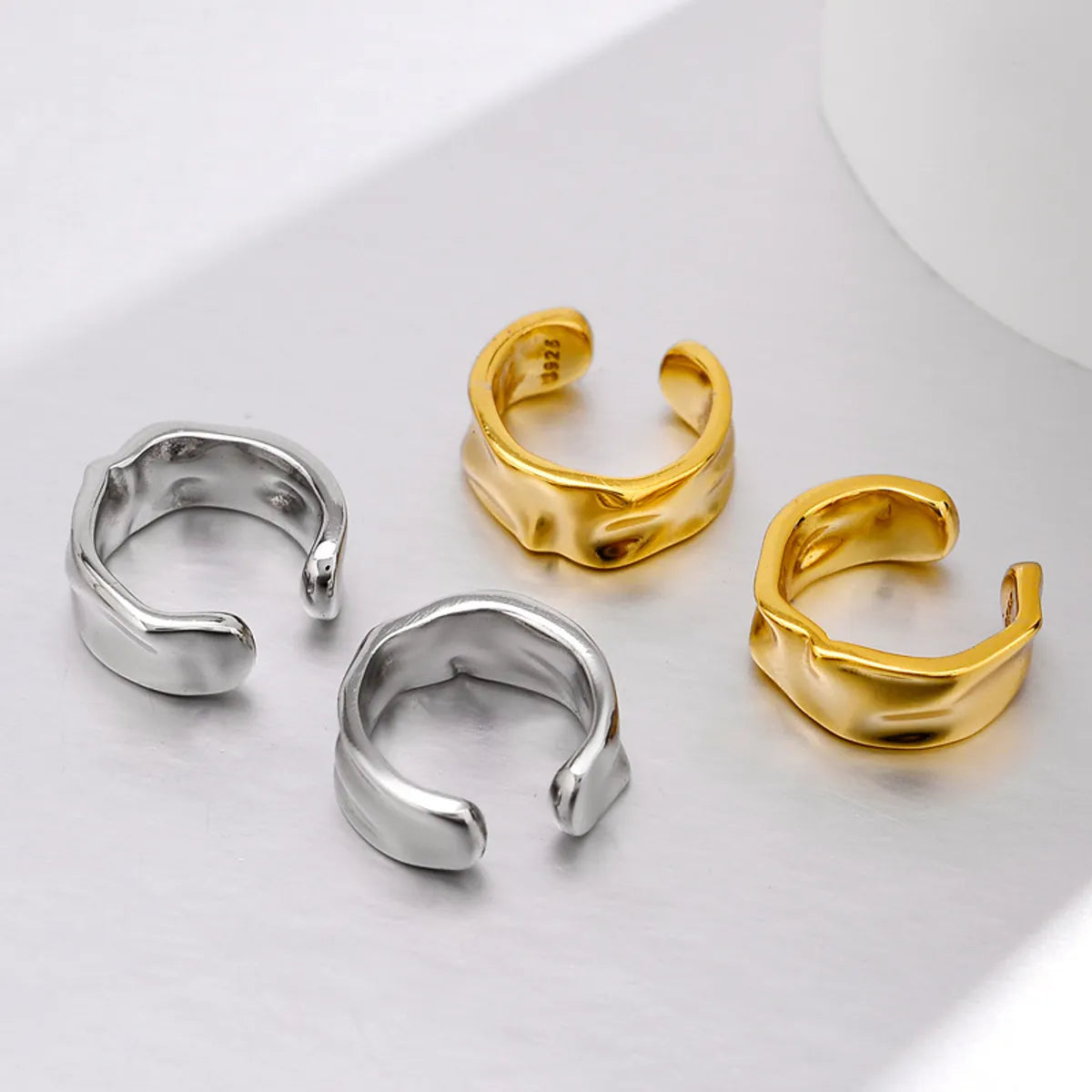 Women’s gold hoop earrings-1 Piece Simple Style C Shape Plating Sterling Silver Ear Clips